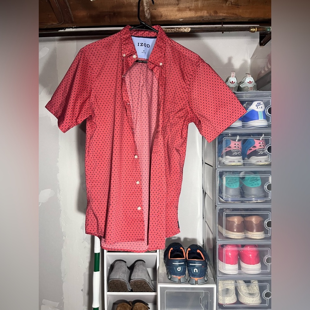Izod Red Patterned Men's Casual Shirt